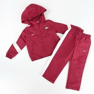 Nike Red Arkansas Razorbacks Youth Two Piece Track Suit Hooded Jacket Pants